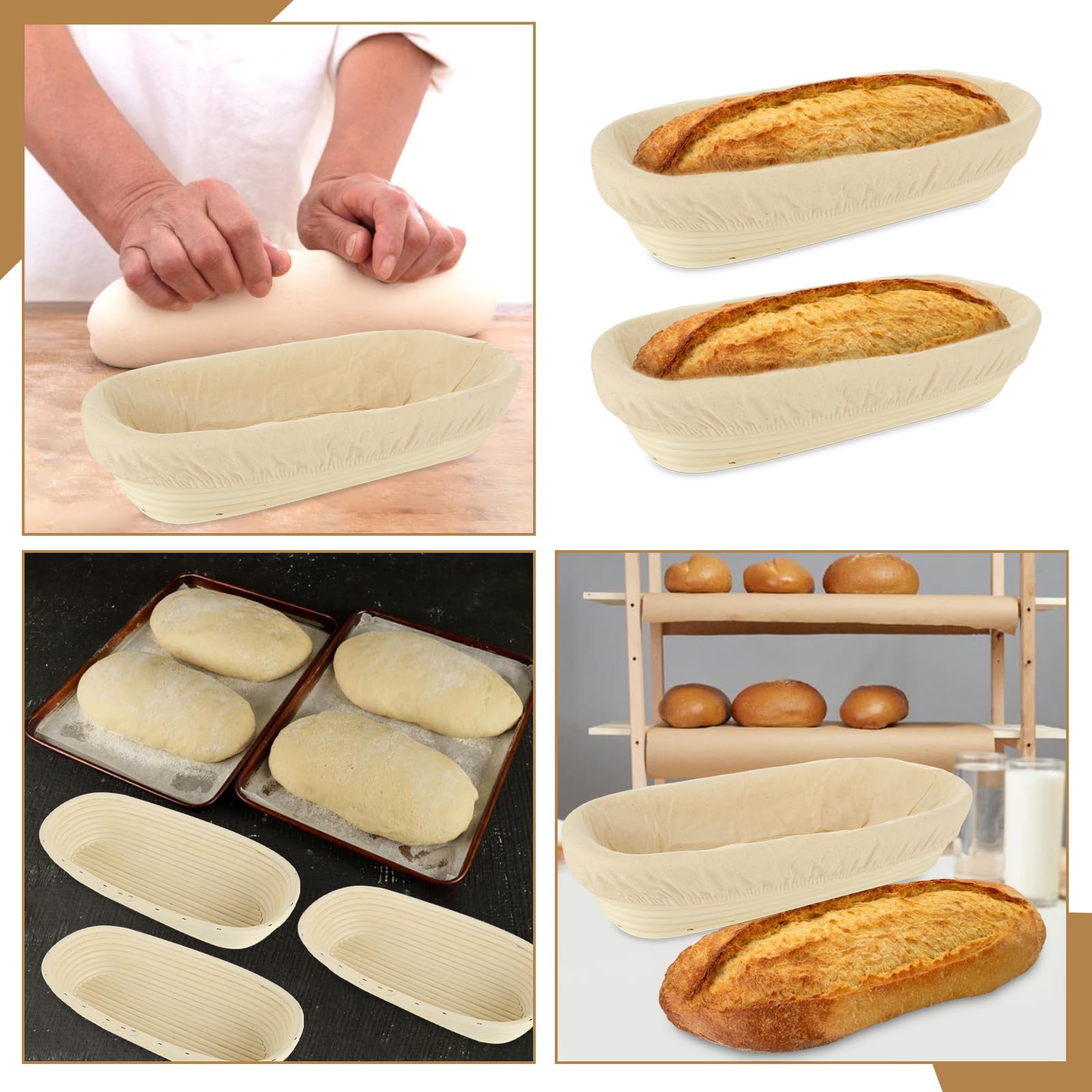 Cesta de prueba de pan Baguette Banneton de 15 pulgadas