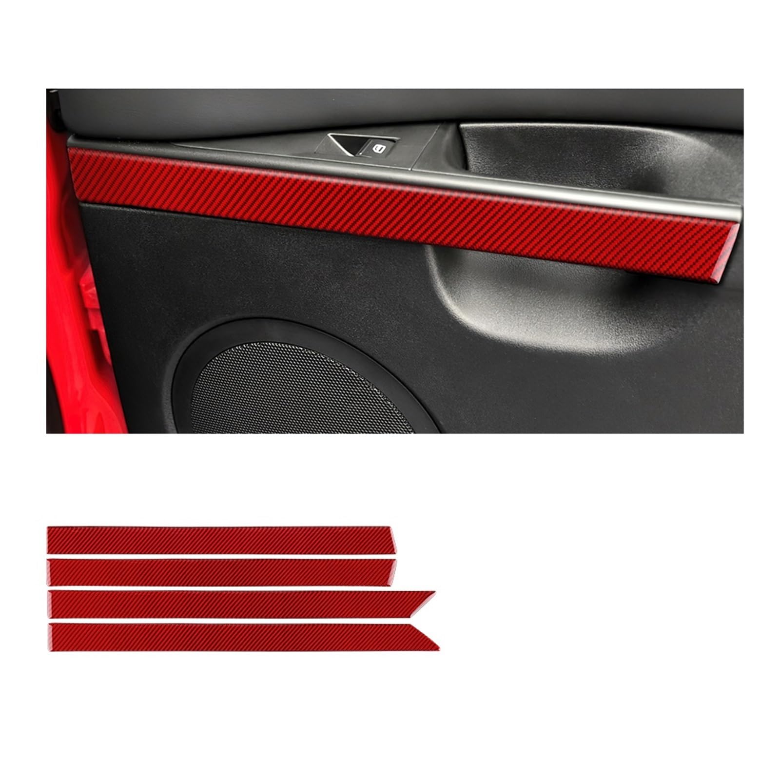 Car Interior for Seat for Leon 2005-2012 LHD RHD Car Inner Door Panel Accessories Real Soft Carbon Fiber Sticker(Red Carbon)