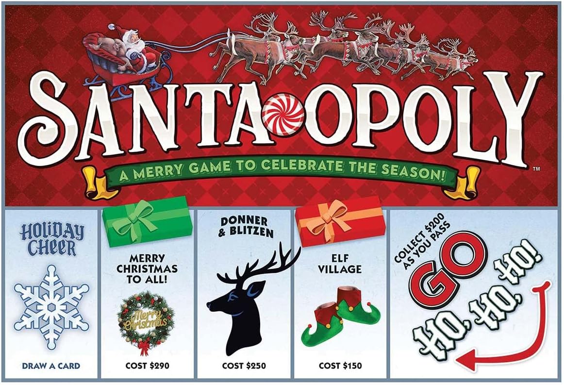 Santa-Opoly Board Game – A Merry Property Trading Game to Celebrate The Season – for 2 to 6 Players Ages 8 and up