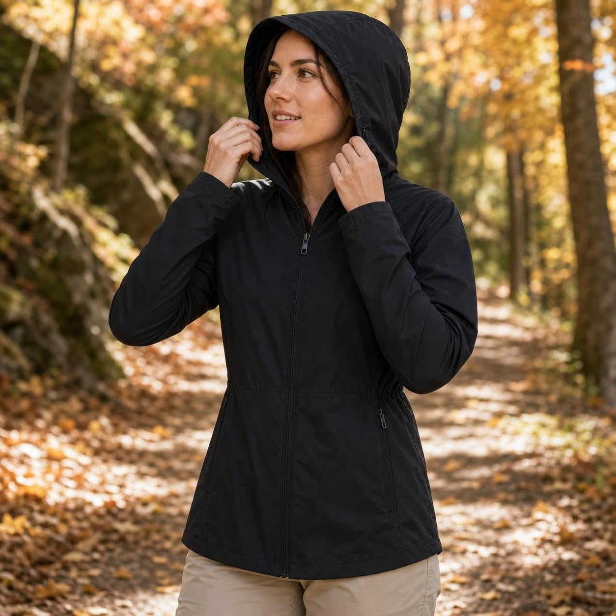 Jacke Damen – Leichte Sportjacke Damen mit Kapuze, schnelltrocknende Laufjacke & Trainingsjacke für Outdoor & Sommer