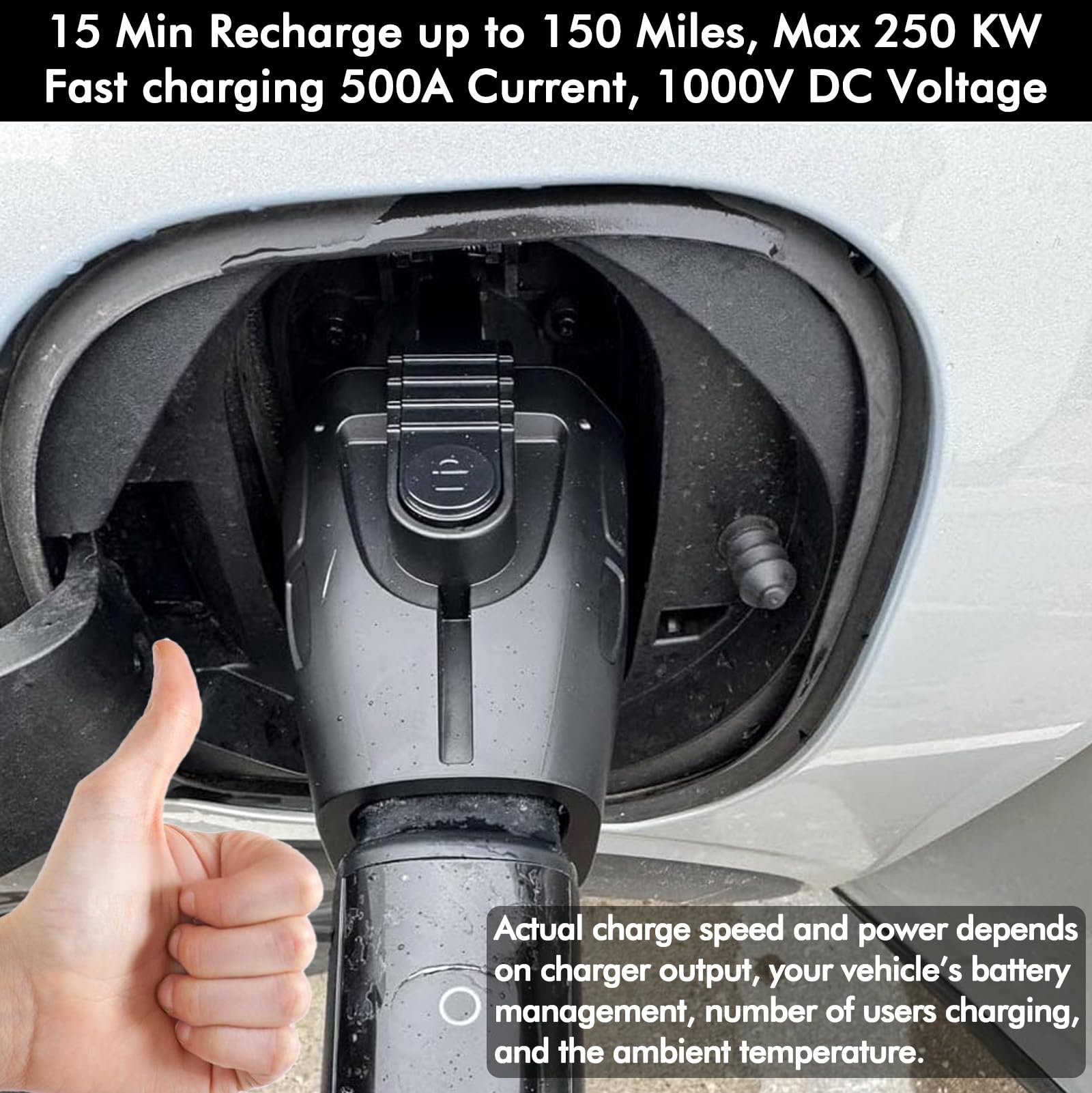 NACS to CCS Adapter for Fast Charging CCS1 EV in Tesla V3/V4 Supercharger, Max 500A 1000V NACS DC Adapter for Road Trip Charge Backup, Dual Locks for Sturdy Secure Connection