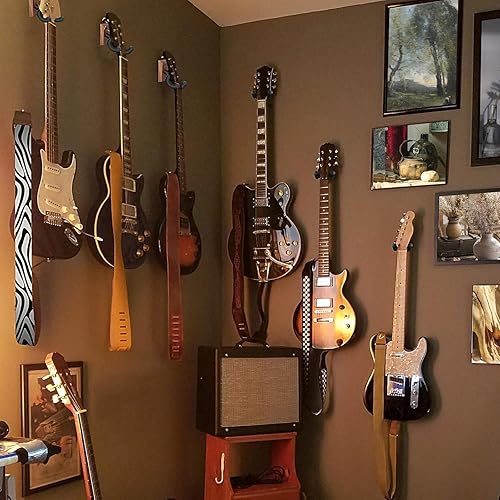 Miniatura 7 de DOMMI Soporte de pared para guitarra, 4 unidades, soporte para guitarra con gancho de guitarra suave giratorio para guitarras de todos los tamaños,