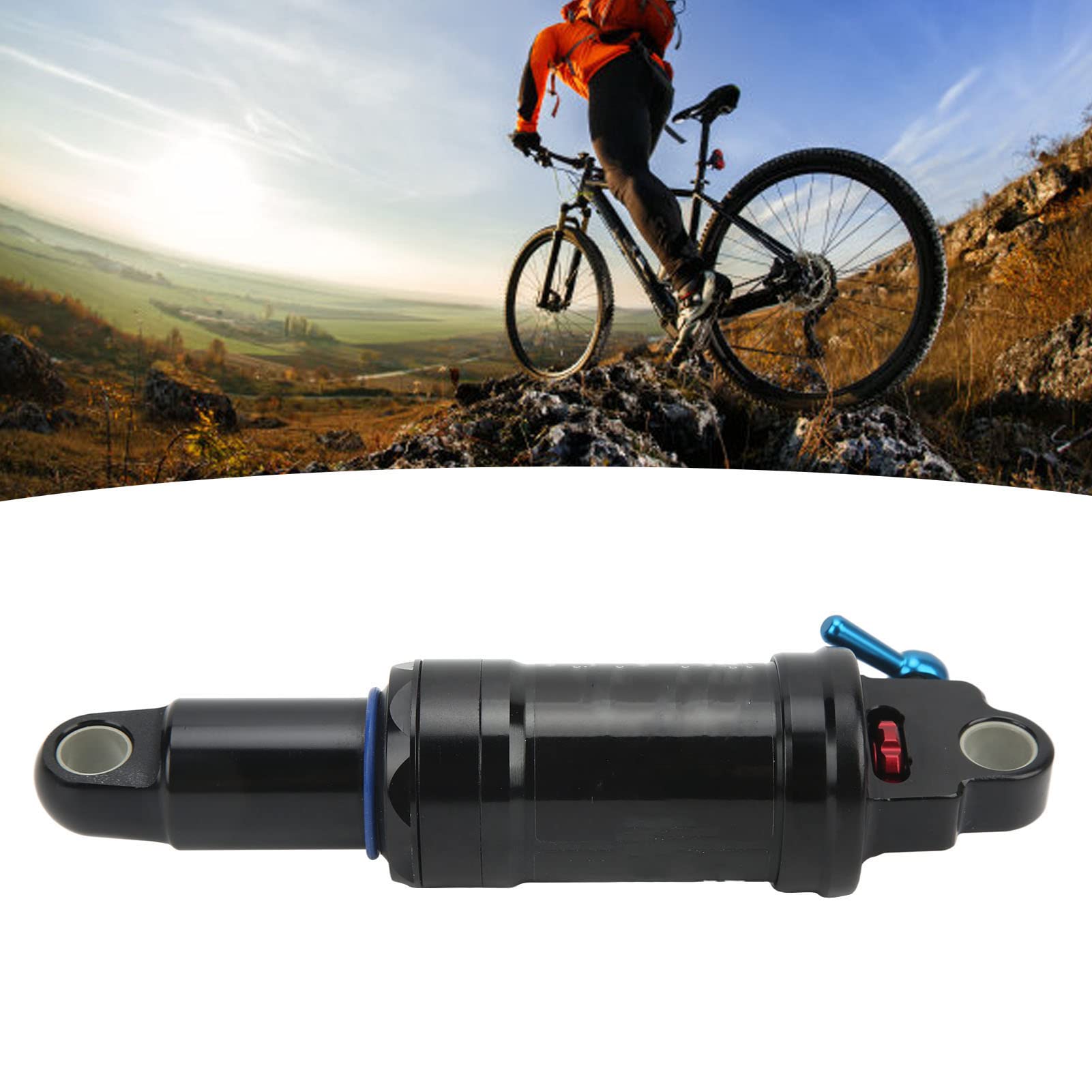 Amortiguador de bicicleta Amortiguador trasero de ciclismo de aleación de aluminio negro con tubos de husillo para bicicleta de montaña Aleación CNC premium de 165 mm Ligero y