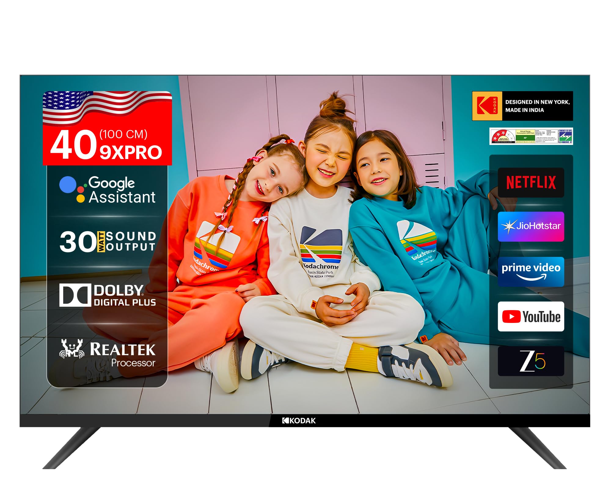 Kodak 100 cm (40 inches) 9XPRO Series Full HD Certified Android LED TV 409X5061 (Black)