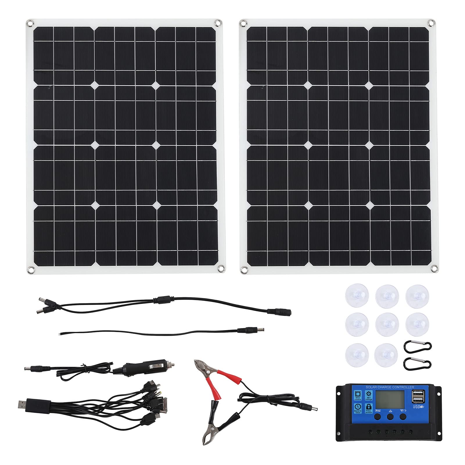Pannello solare monocristallino da 80 Watt con regolatore di carica da 60 A Pannello fotovoltaico ad alta efficienza per, barche, roulotte, alimentazione fuori rete