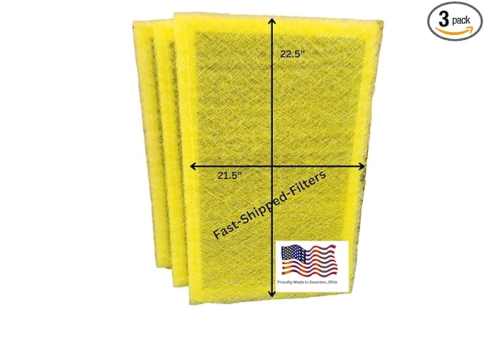Fast-Shipped-Filters 3 Pack 24x24 Replacement Filter Pads Compatible with MicroPower Guard One Hour Air Cleaner 24x24 Refill Yellow