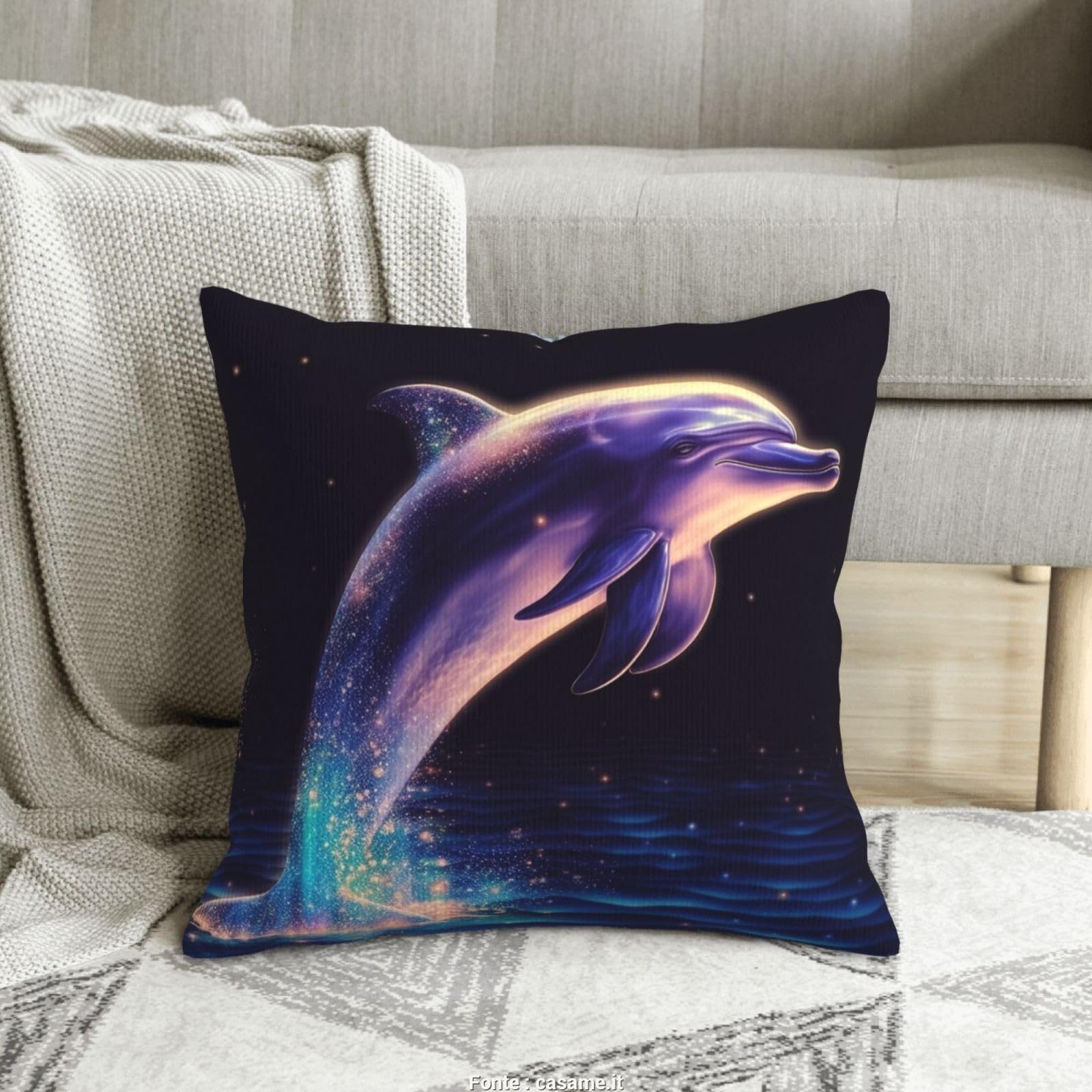 Housses de coussin velours côtelé dauphin à paillettes finitions premium
