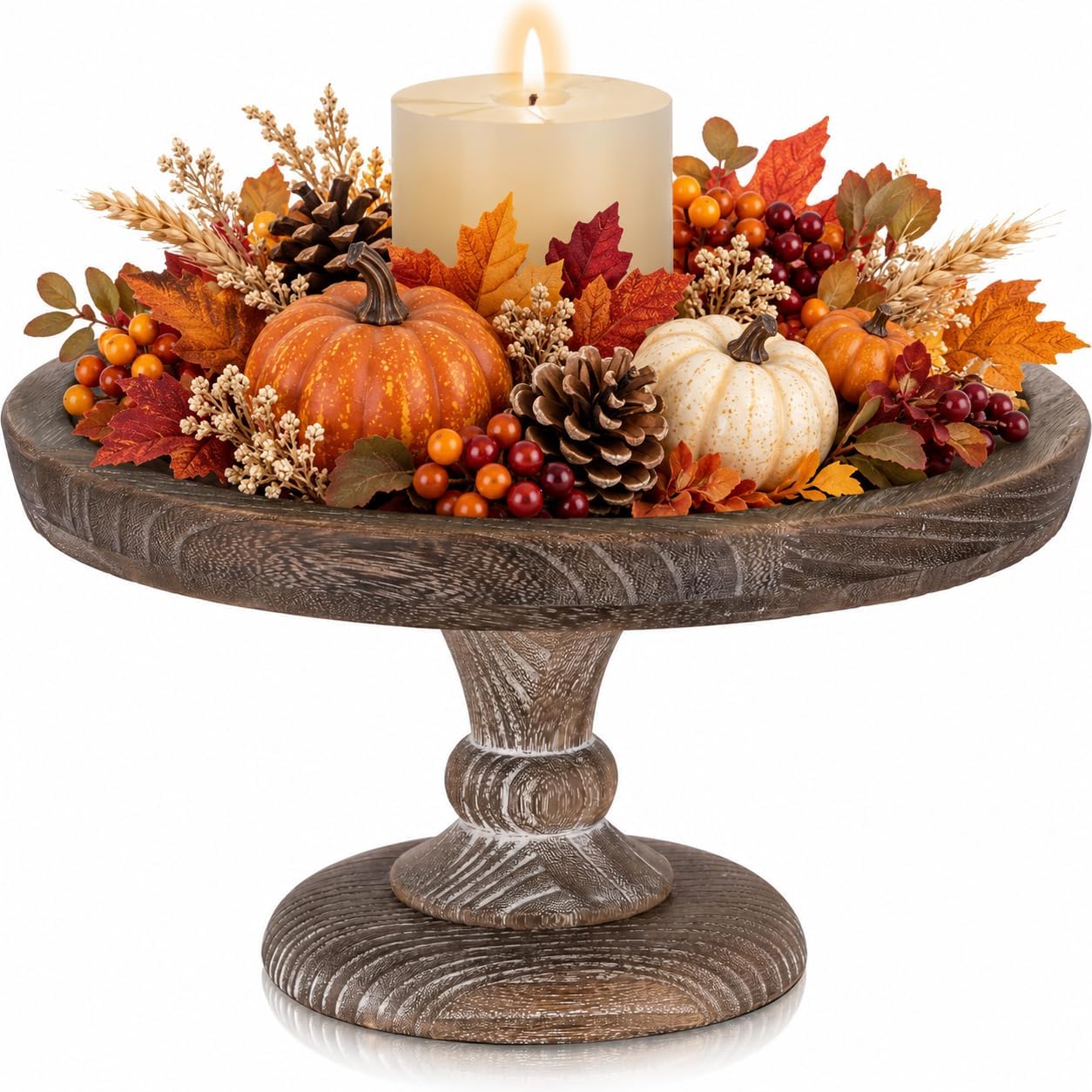 Rustic Wood Cake Stand for Candle Holder Centerpiece Display Riser
