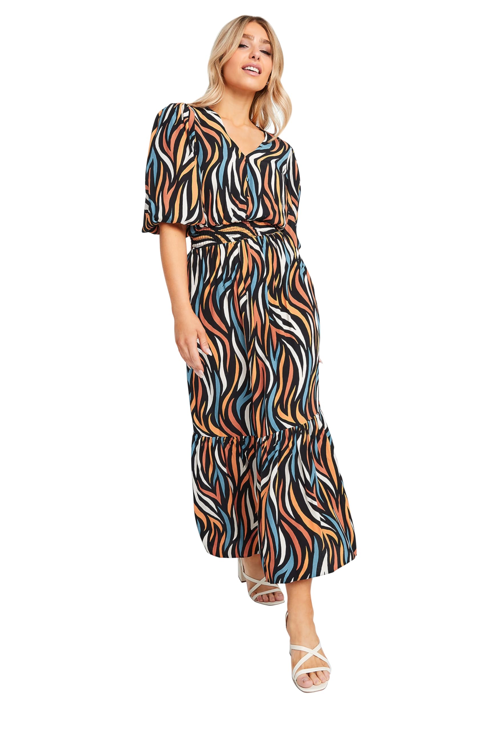 M&Co Women's Black Abstract Print Maxi Dress