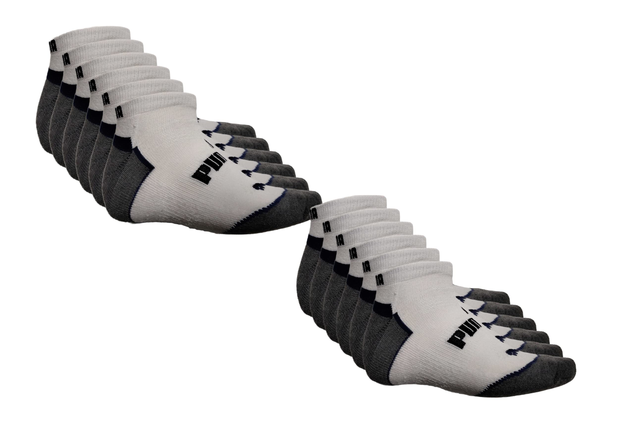 PUMA Men's 6 Pack Low Cut Socks, White/Blue, 10-13, (P118225)