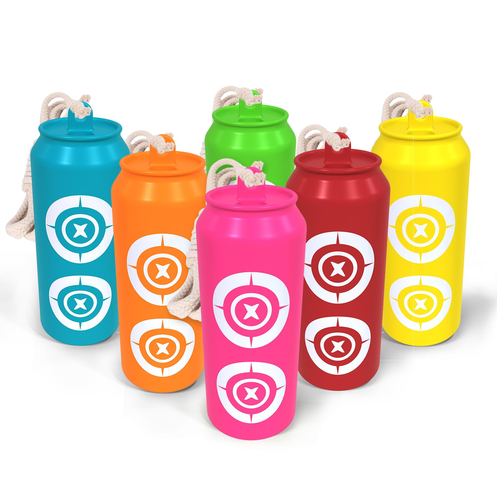 AIMAX OUTDOOR 6 Pack Shatterproof Bottle Shooting Targets, Plastic Bottles with Rope and Foldable Funnel for Firearm Target Practice, Bright Colors Targets for Backyard Indoor Outdoor Gun Range