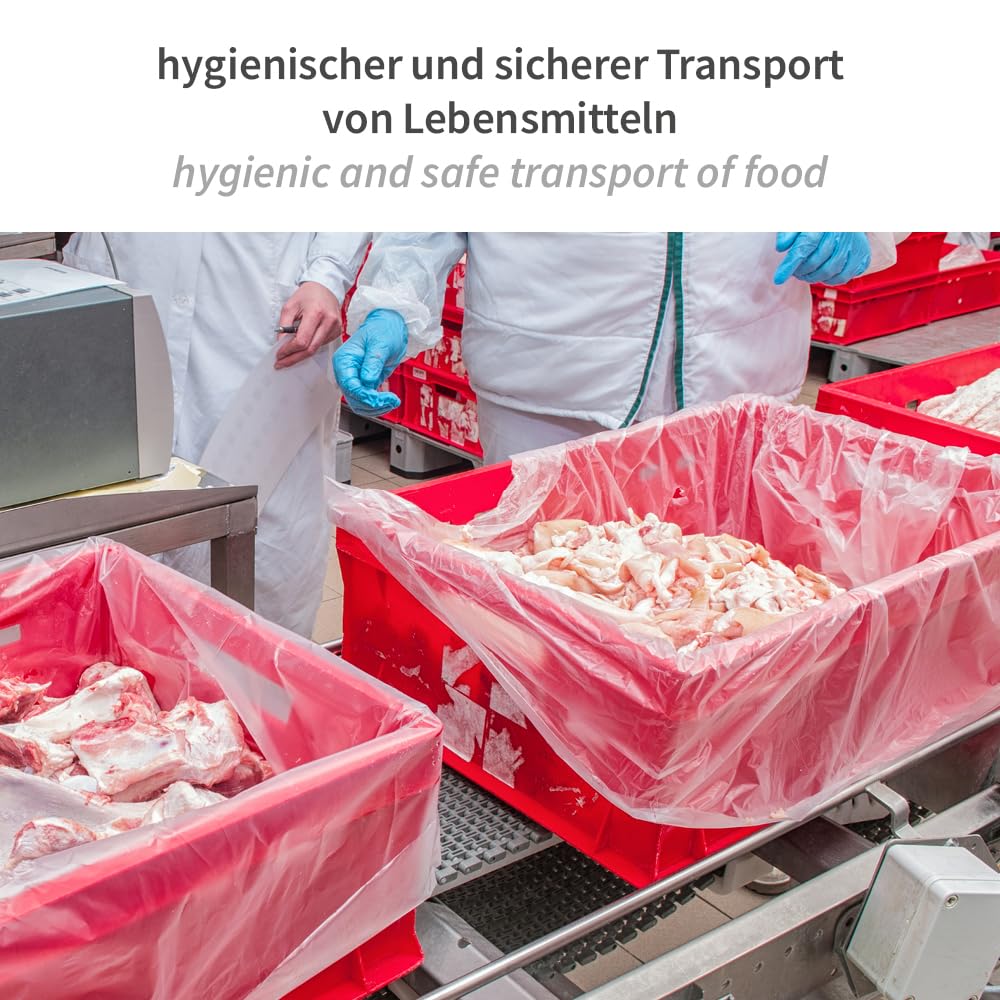 FRANZ MENSCH 500 Stück, Auskleidungssäcke, E2, transparent-blau, HDPE 10my | 65 x 64 cm, Fleischkistensack, Einlegesäcke, box liners, meat crate liners, für Fleischkisten, Metzgerei, Lebensmittel