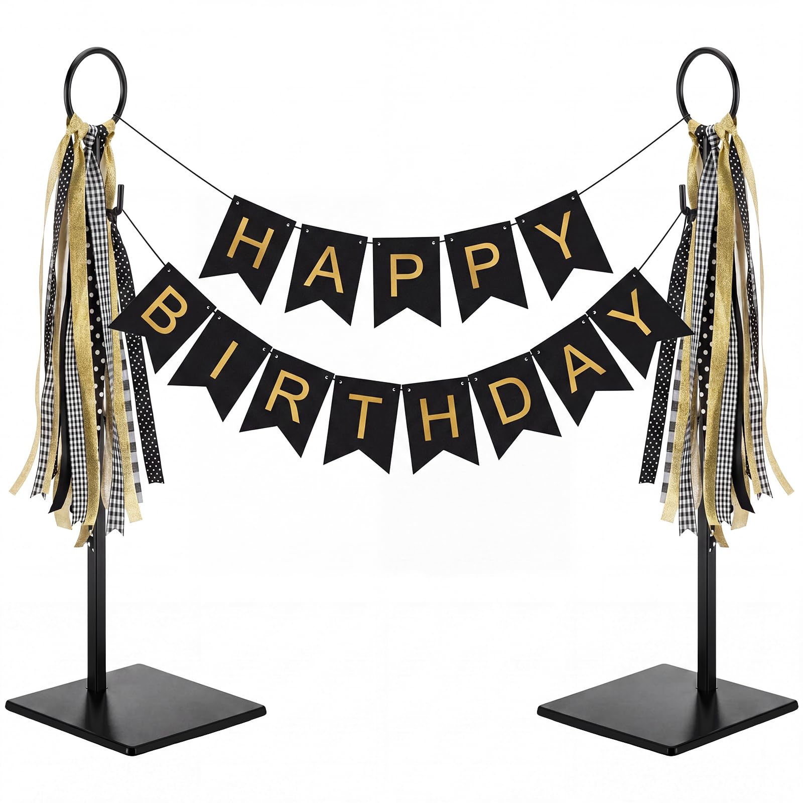 Photo 1 of Yalikop 2 Pack Adjustable Banner Stand (Black)