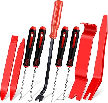 9 Pcs Auto Trim Removal Tool Set - Plastic Pry Tool Kit, Car Door Panel Window Clip Removal Tools, Fastener Remover, Automotive Interior Trim Tool with Mini Precision Hook and Pick Set