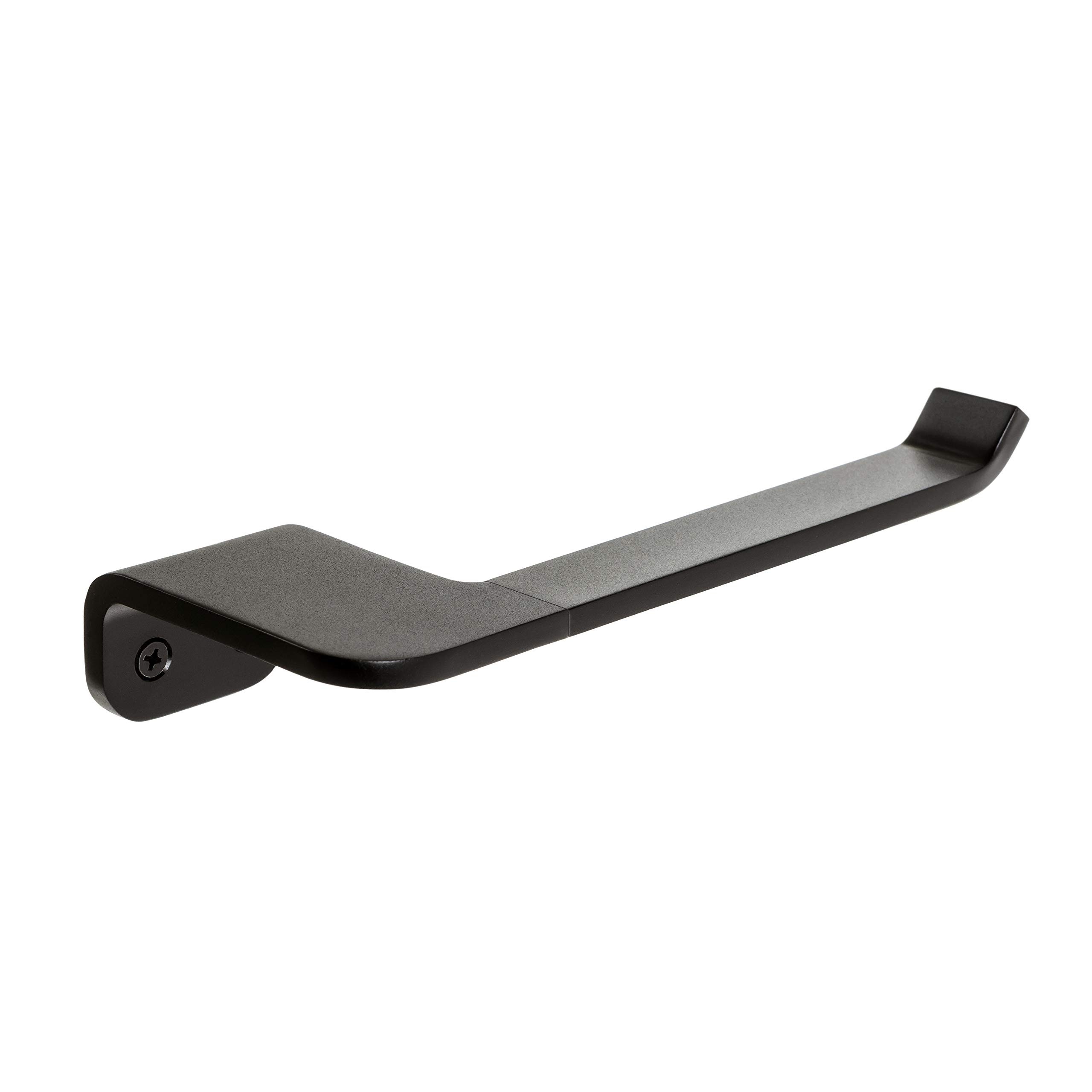 TATAY Roll holder without lid from the Onyx Collection, in matt black anodised aluminium. Double fixing system, screws and Glue & Fix system, without drilling.