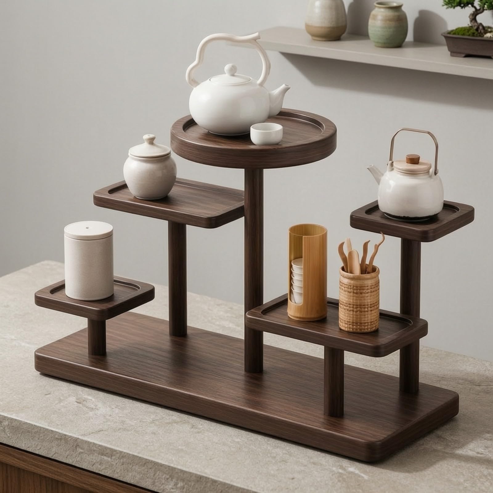 Colcolo En Expositor Escalonado para Mesa Elegan Organizador con Banjas Elevadas Morno Exhibición con Diseño Multinivel para Oficina, L