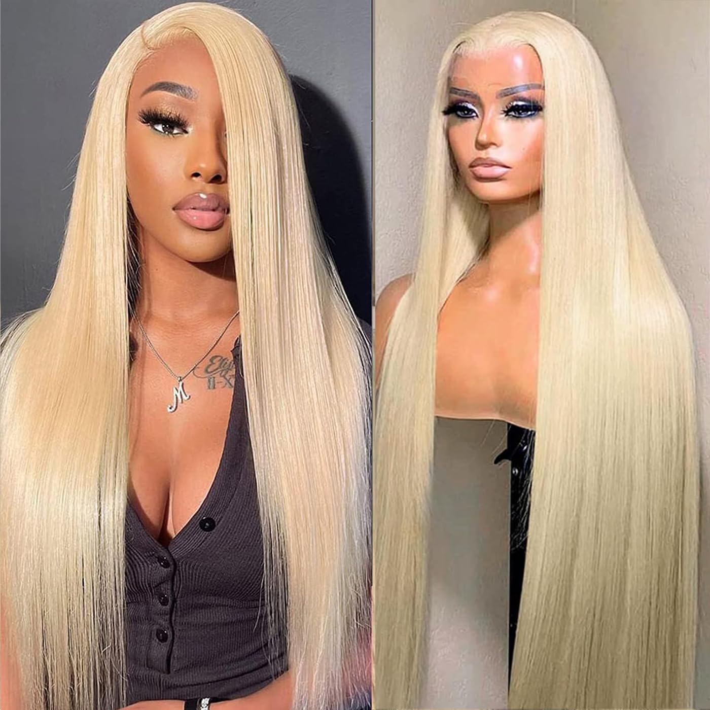 13X4 Human Hair Wig 613 Blonde Straight Pre-Plucked Hairline Natural Baby Hair 100% Brazilian Virgin Hair 180% Density 13x4 Wig For Women 28 Inch
