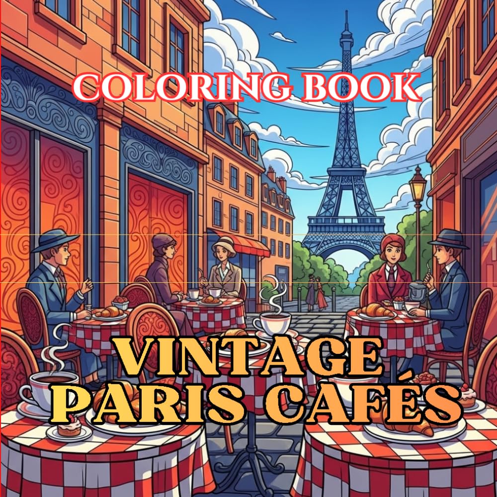 Vintage Paris Cafés: A Romantic Parisian Streets and Café Culture Adult Coloring Book (Vintage Muses Collection : Timeless Eras, Classic Style, and Retro Elegance to Color)