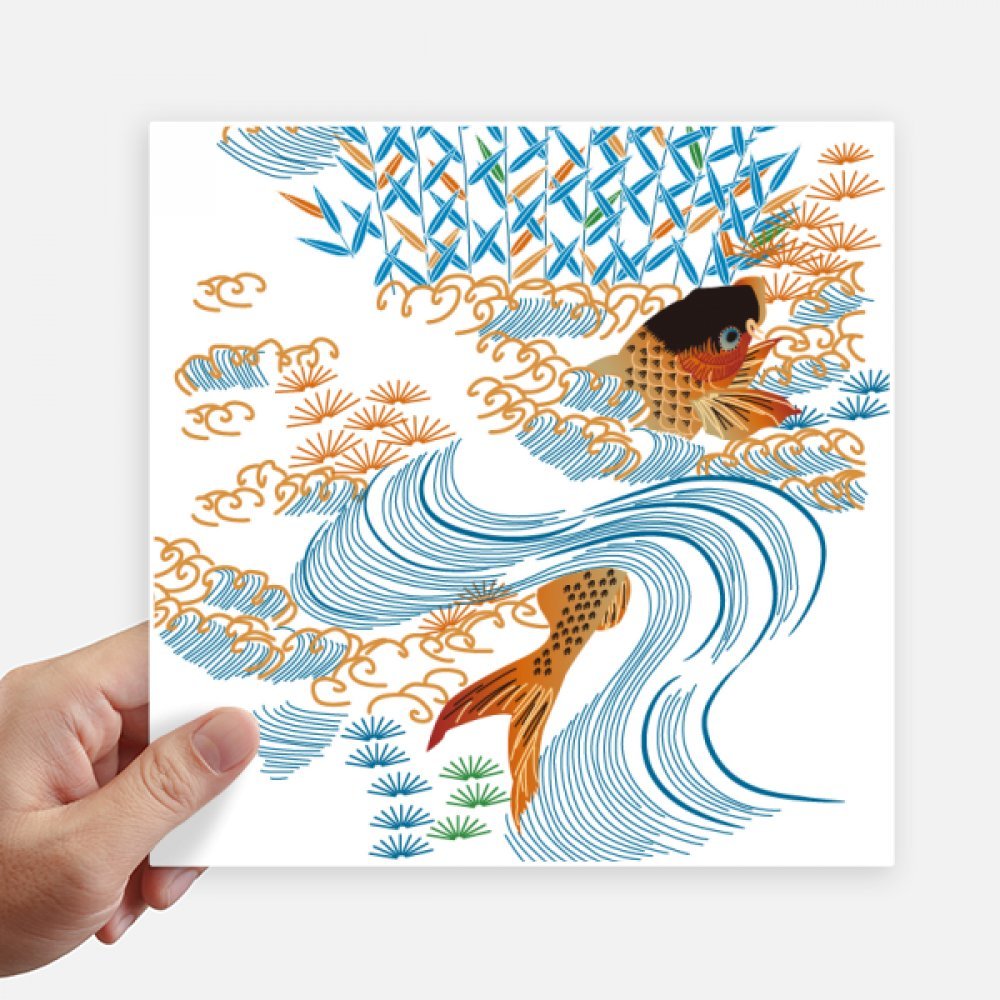 Pegatinas cuadradas de peces japoneses de 20 cm para pared y maletas de DIYthinker pack de 4