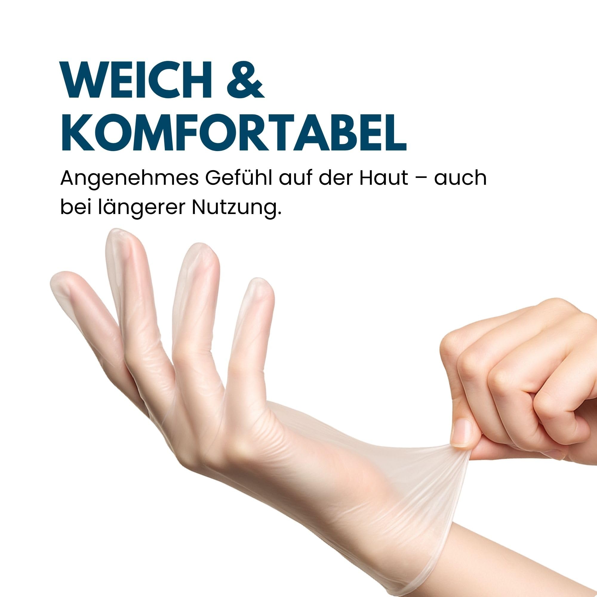 Vinylhandschuhe 1000 Stück | XL | Einweghandschuhe Vinyl Handschuhe Sehr tastsensibel – Stabil, Puderfrei & Latexfrei – Reißfeste Gummihandschuhe | Gr. XS, S, M, L, XL