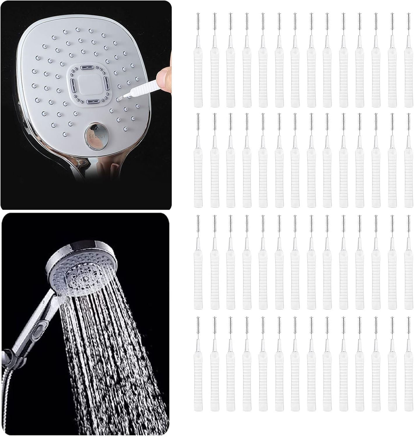 Cepillos de Limpieza para Cabezal de Ducha,Mini Cepillo para Orificios,Cepillo de Limpieza Pequeño,Cepillo de Limpieza de Cabezal de Ducha,Cepillo de Limpieza de Agujeros para Teléfonos Móviles,50PCS