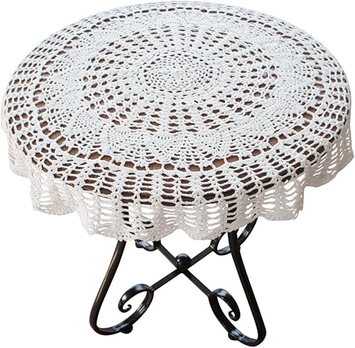 Vista 18 de USTIDE Mantel redondo de algodón hecho a mano, color beige, para boda, 31 pulgadas