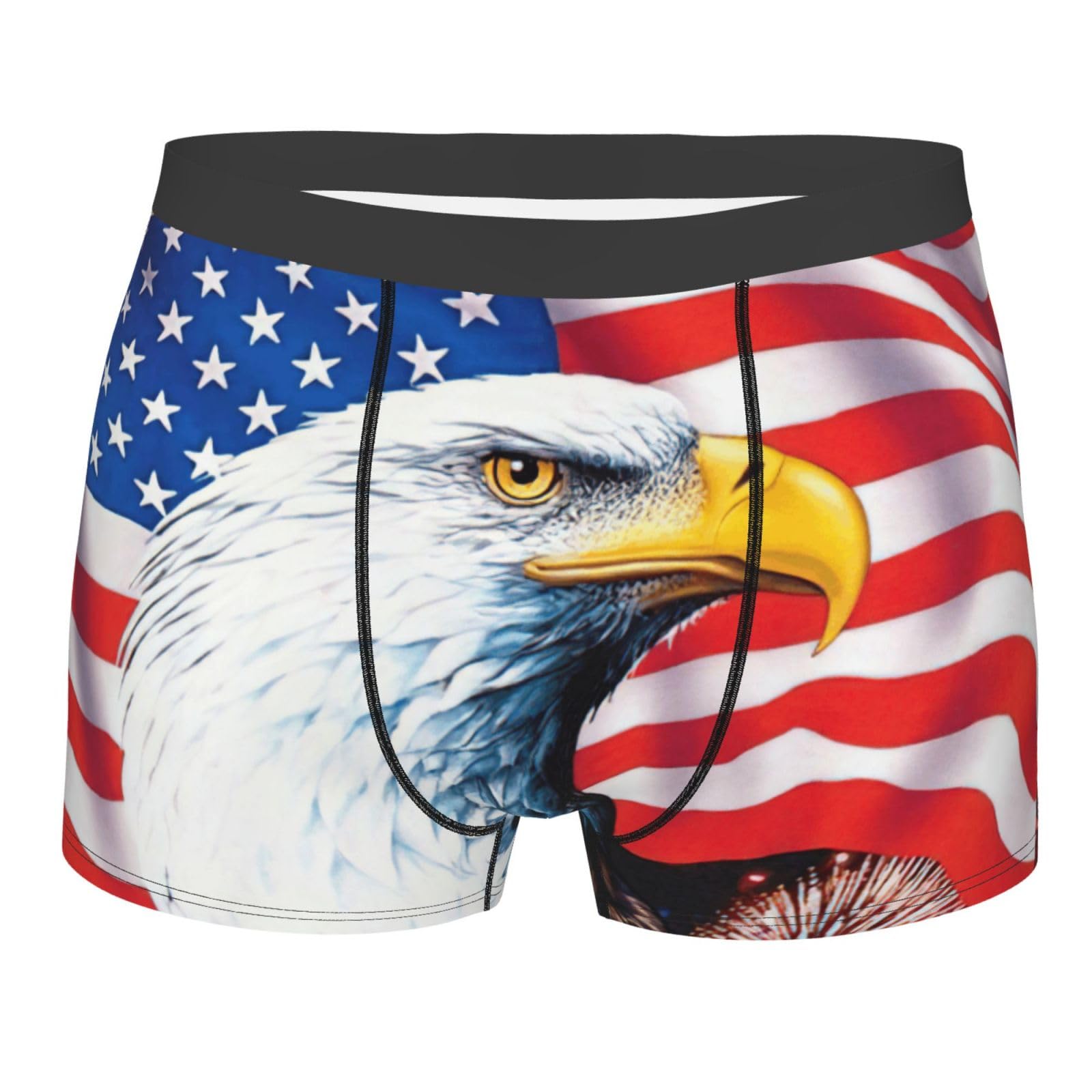 Yagdaa Men's Black Bald Eagle Print Underwear Boxer Briefs,Breathable Stretch Underwear With Comfortflexible Waistband