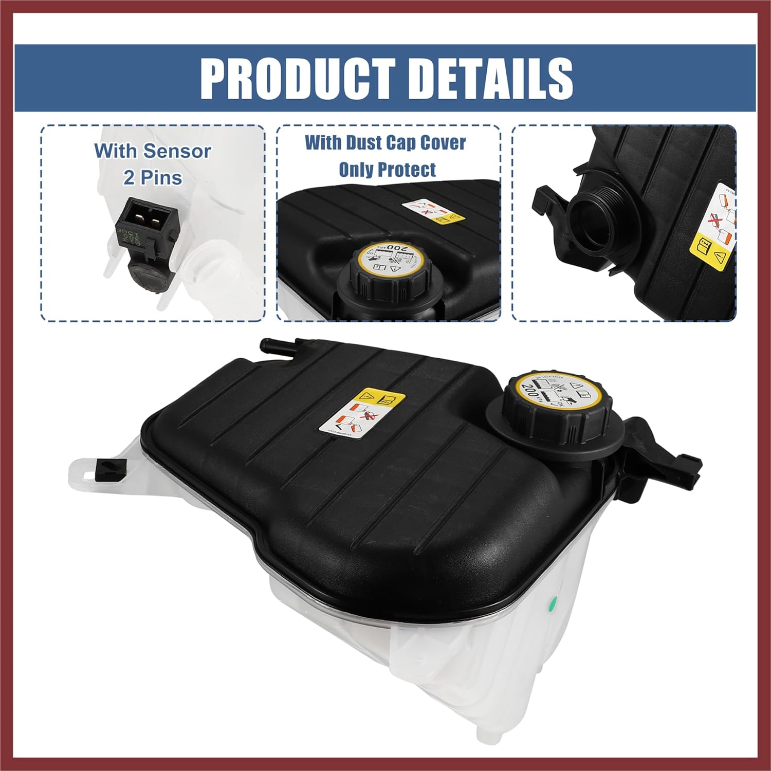 1 Set Coolant Radiator Reservoir Tank C2Z29118 Coolant Overflow Expansion Bottle with Cap and Sensor for Jaguar XF 3.0L 5.0L 2010-2015 Replace Parts