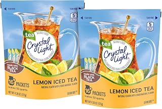 Crystal Light Lemon Iced Tea Drink Mix, Zero Sugar Low Calorie, Real Black Tea - 16 Ct Pitcher Packs, 2 Pack