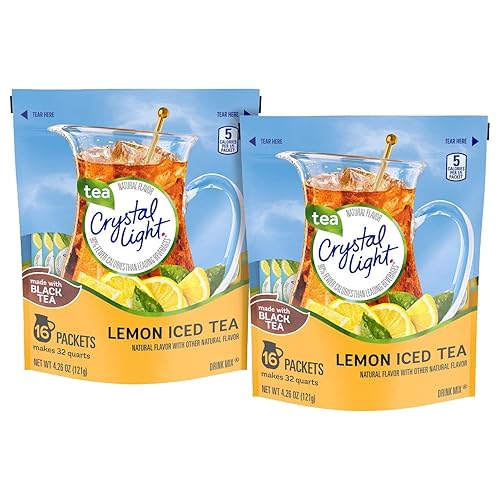 Crystal Light - Mezcla de bebida de té helado, limón, 4.26 onzas, 16 unidades, paquete de 2