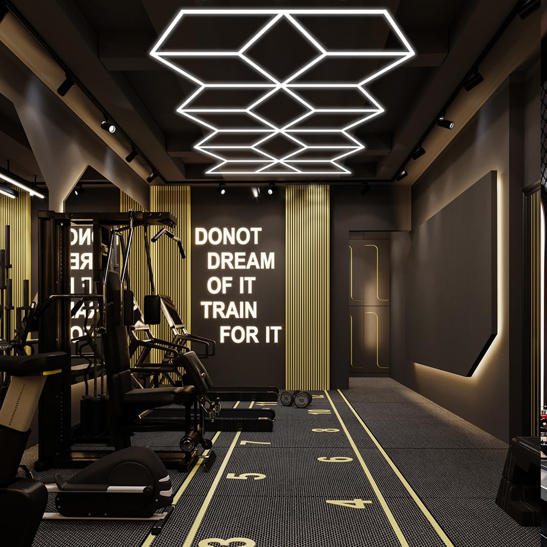 illuminazione lampada LED 3D moderna esagonale NIDO D'APE rombo stella oper officina ,barber shop negozio car detailing palestre soffitto parete salone auto parrucchiere auto Lucidatura