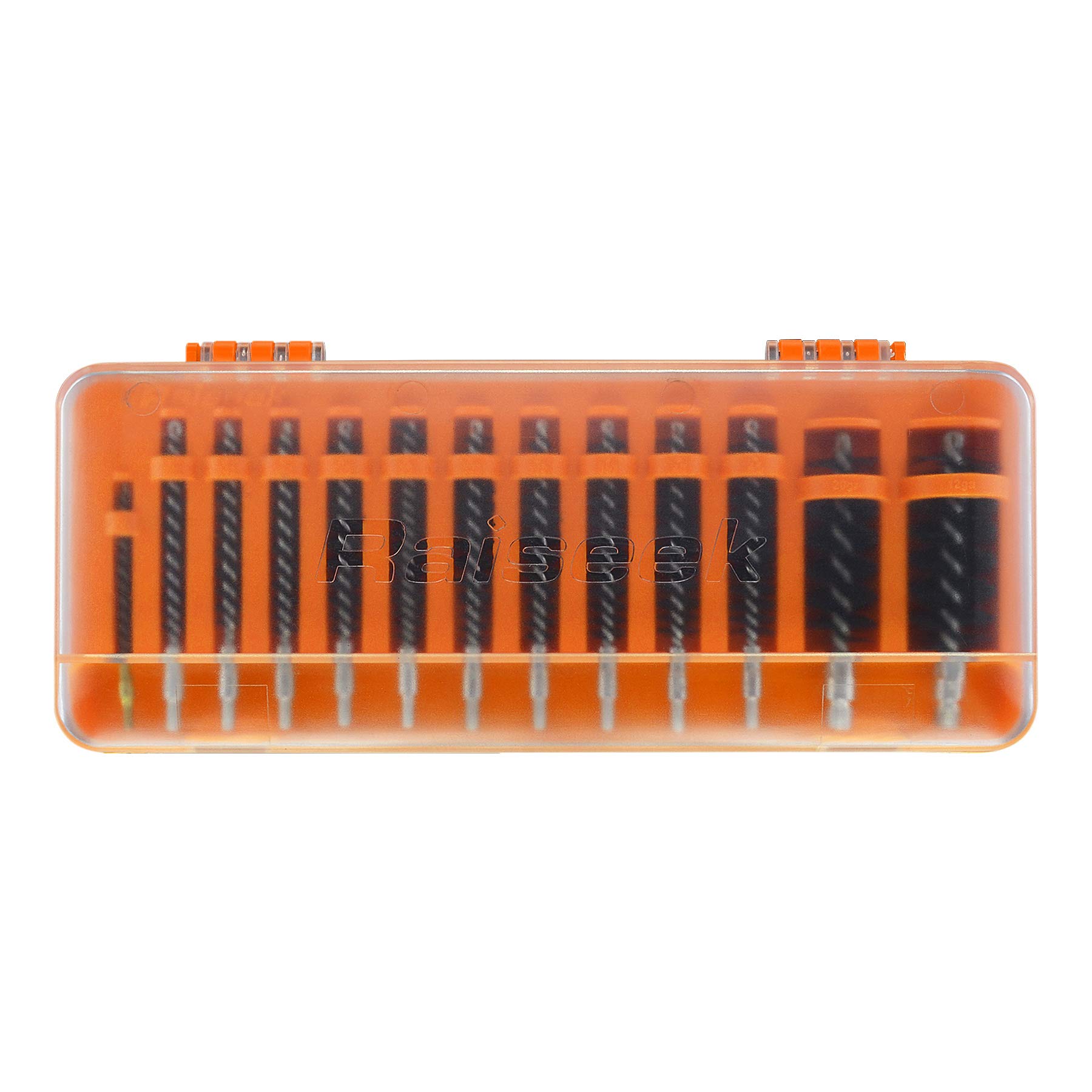 Raiseek 13 Pieces Bristle Gun Cleaning Bore Brush for Rifle Pistol Shotgun .17 .22/5.56MM .30/7.62MM .357/9MM .40 .45 12GA 20GA in Organized Storage Box