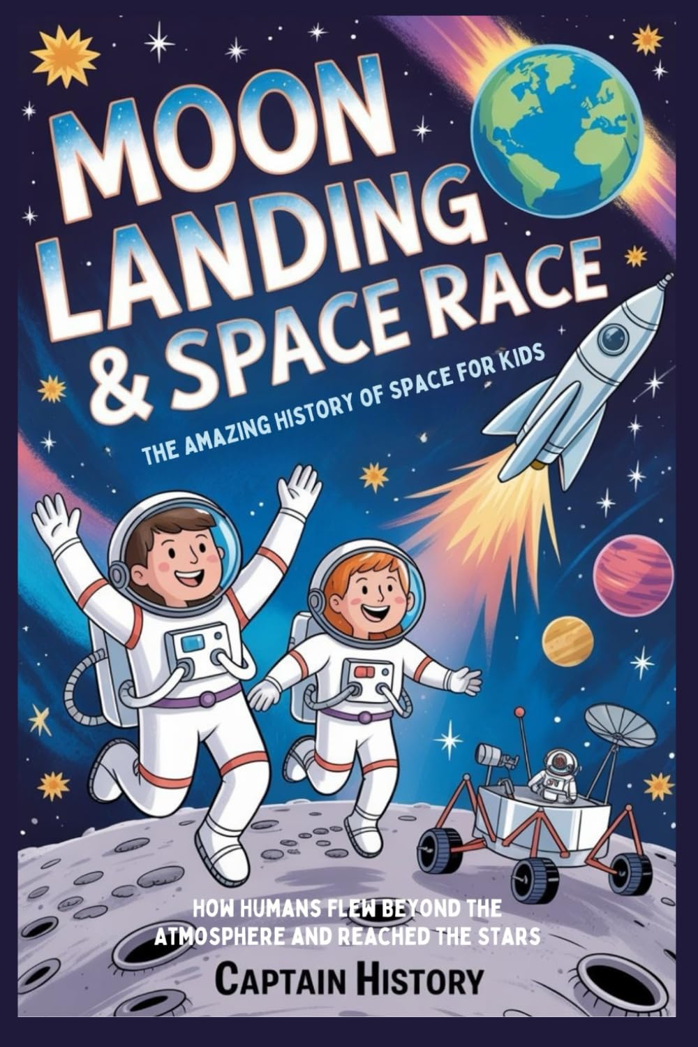 MOON LANDING & SPACE RACE :The Amazing History of Space for Kids: how humans flew beyond the atmosphere and reached the stars