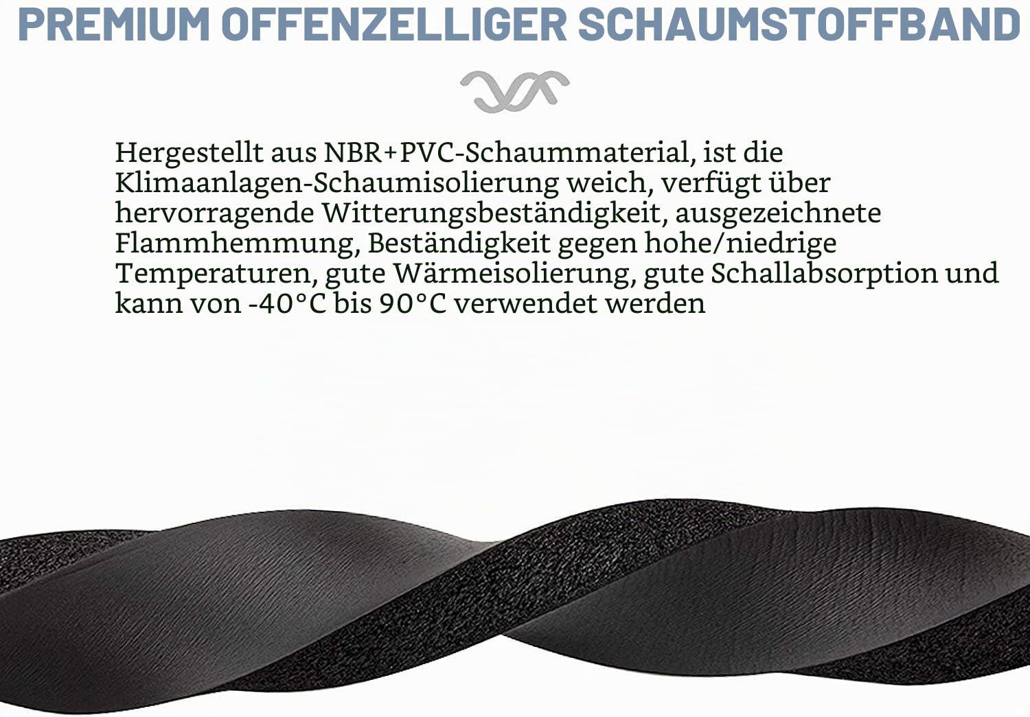 Fenster-Klimaanlagen-Schaumstoff-Isolierstreifen, kein Kleber, dicker Schaumstoff, Wetterdichtungsband mit hoher Widerstandsfähigkeit (2,5 x 2,5 cm, schwarz)