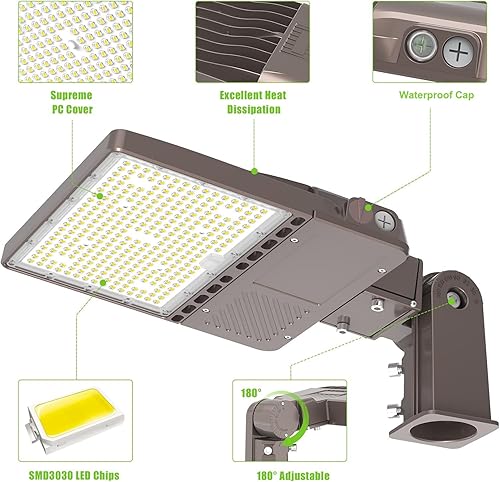 Miniatura 3 de Luz LED de estacionamiento de 480 V 150 W, 22500LM LED comercial Shoebox Pole Lights Slip Fit Mount Flood Lights 5000K IP65 Área al aire libre Sport