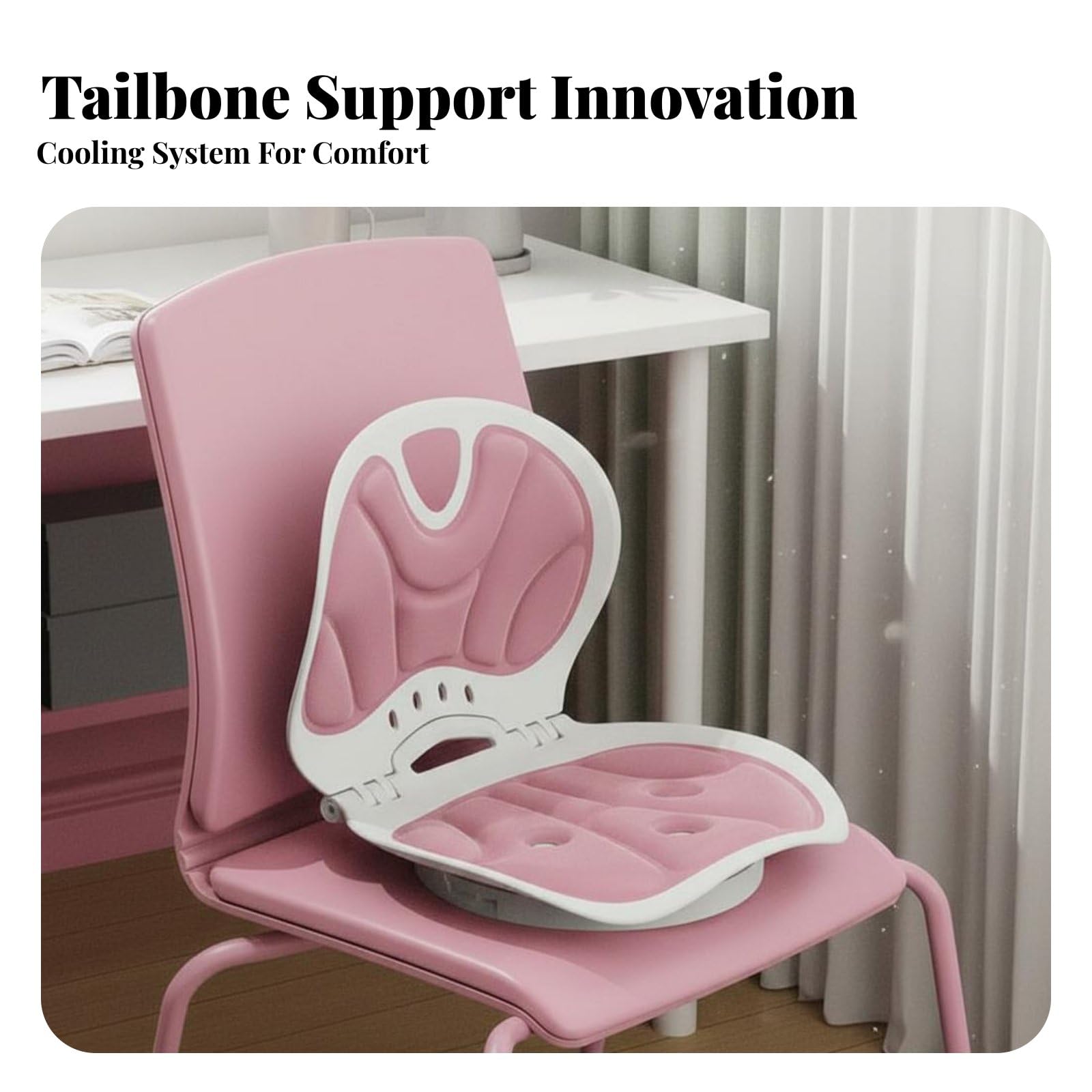 Cojín Ergonómico Cojín de Asiento Cojín Giratorio Almohada Lumbar Respaldo Transpirable con Apoyo Ergonómico Multizona Base Giratoria con Rodamientos