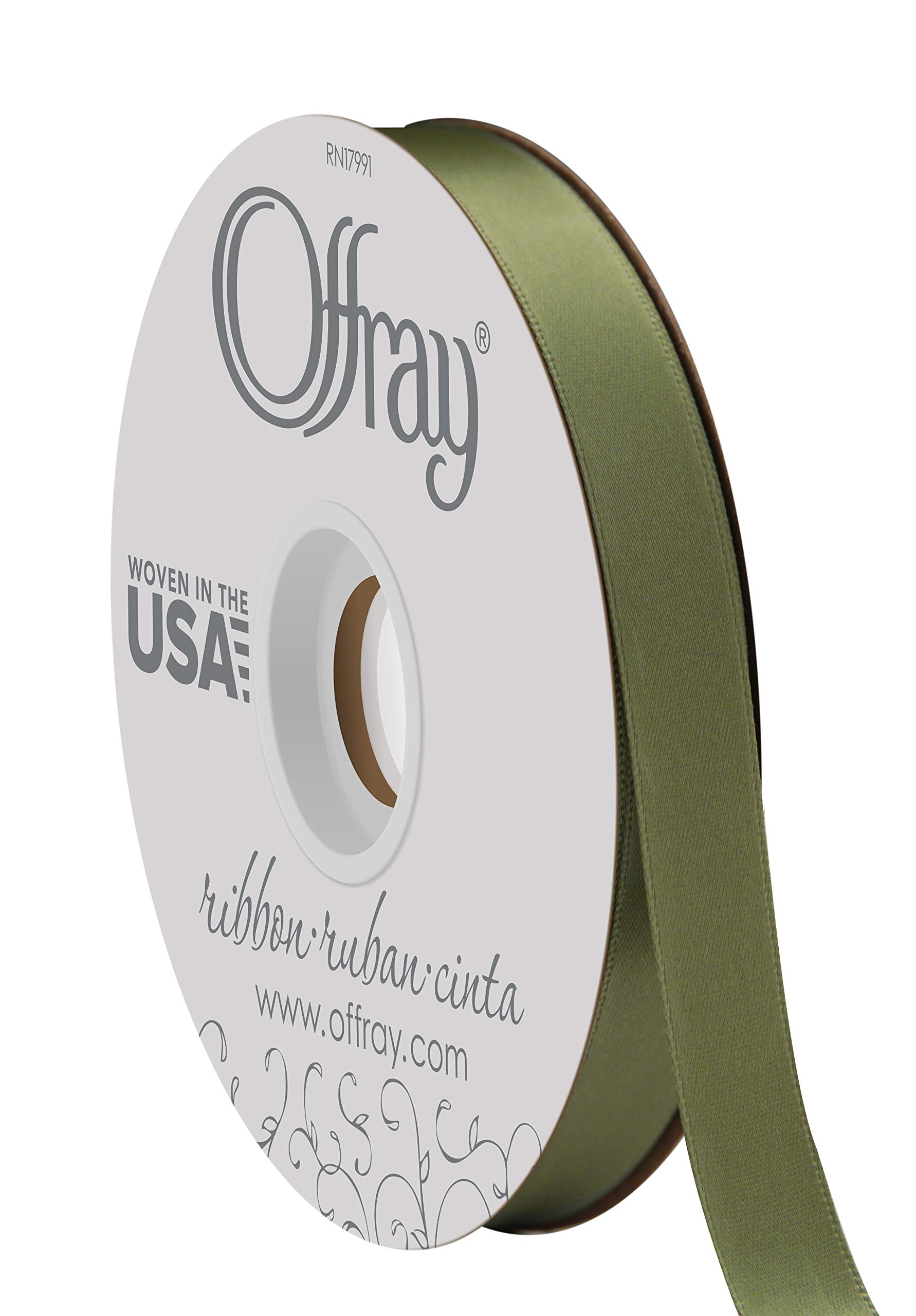 Berwick Offray LLC Offray Double Face Satin Ribbon-5/8 W X, 50 Yards, Moss
