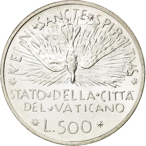 Miniatura 6 de 1978 Vatican 500 Lire Sede Vacante BU Uncirculated 83.5% Silver Coin 925 Sterling Silver Necklace NEW - Descending Stylized Dove