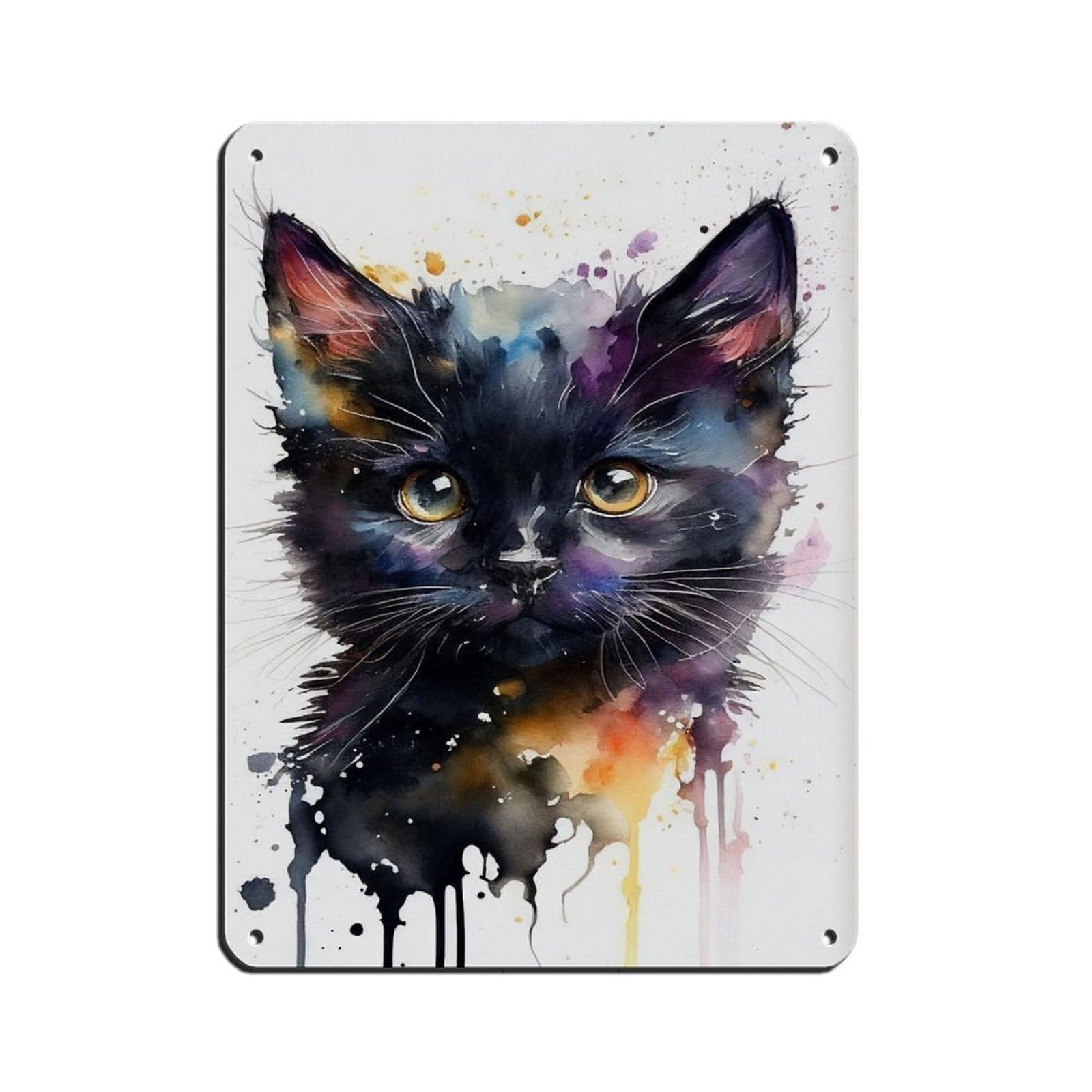 Watercolour Kitten Portrait Poster（2） Retro Poster Metal Tin Sign Chic Art Retro Iron Painting Bar People Cave Cafe Family Garage Poster Wall Decoration 12x16inch(30x40cm)