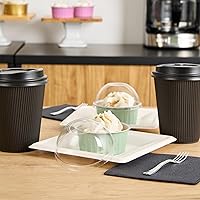 Vista 7 de Restaurantware Solo tapas: tapas de cúpula para moldes desechables de 4 onzas, 100 tapas redondas para vasos desechables Creme Brulee, tapas