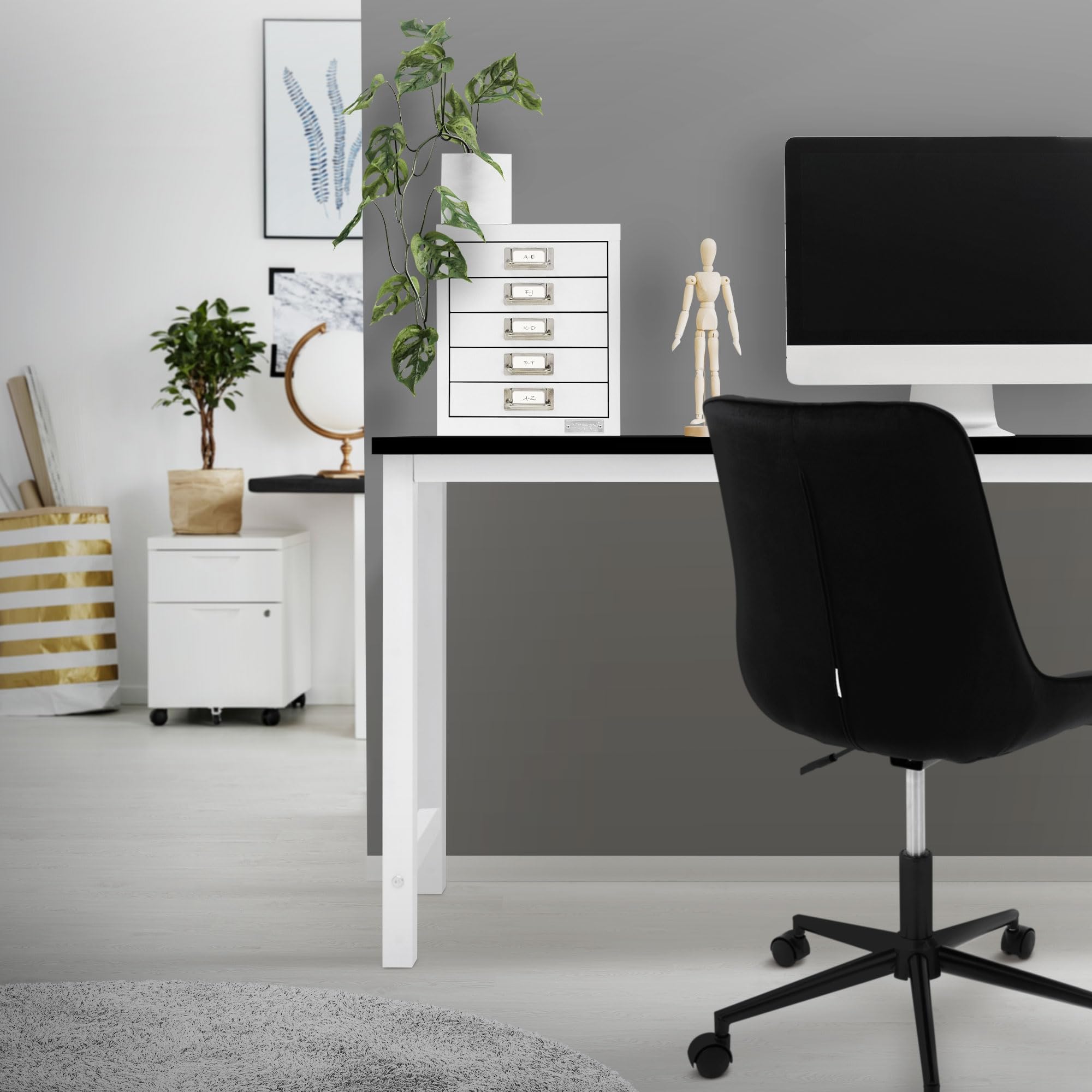 ML-Design Armadio per Archiviazione con 5 Cassetti 28x38x33 cm Bianco Cassettiera in Metallo per DIN A4 Schedario per Ufficio con Portaetichette Armadietto in Acciaio Portautensili Portaoggetti