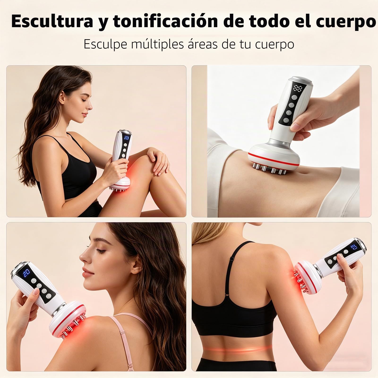 Masajeador de drenaje linfático 4 en 1,Masajeador Anticelulitis Reductor, Ayuda a Reducir las Estrías y la Celulitis, para Piernas, Brazos y Vientre,Tensar la Piel