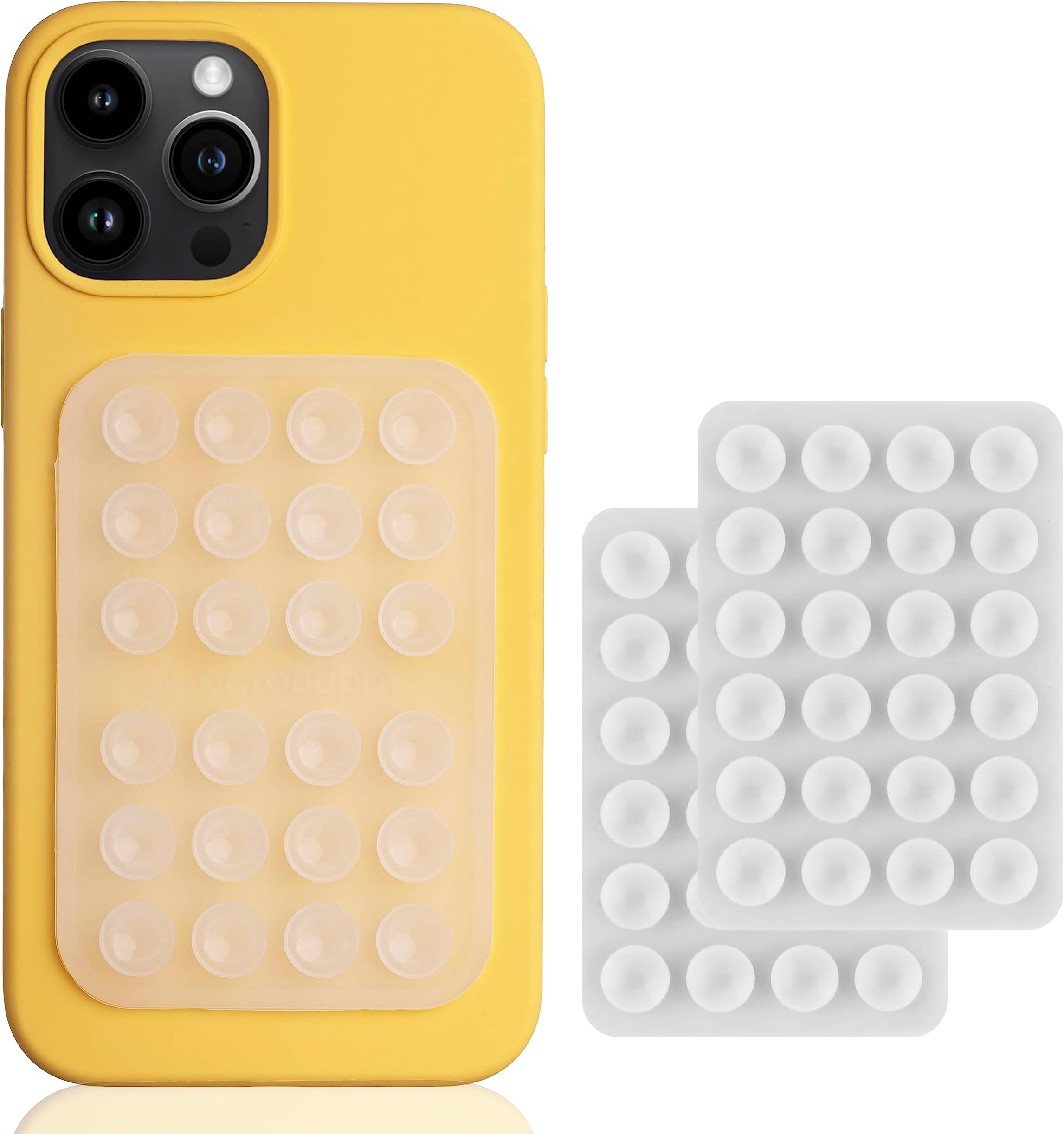 Zuooiec 【2 Pack】 Silicone Suction Phone Case, Double Sided Suction Cup, Silicone Suction Adhesive Phone Case Suitable for Hands Free Mirror Shower Bathroom, Selfies and Videos（Clear）