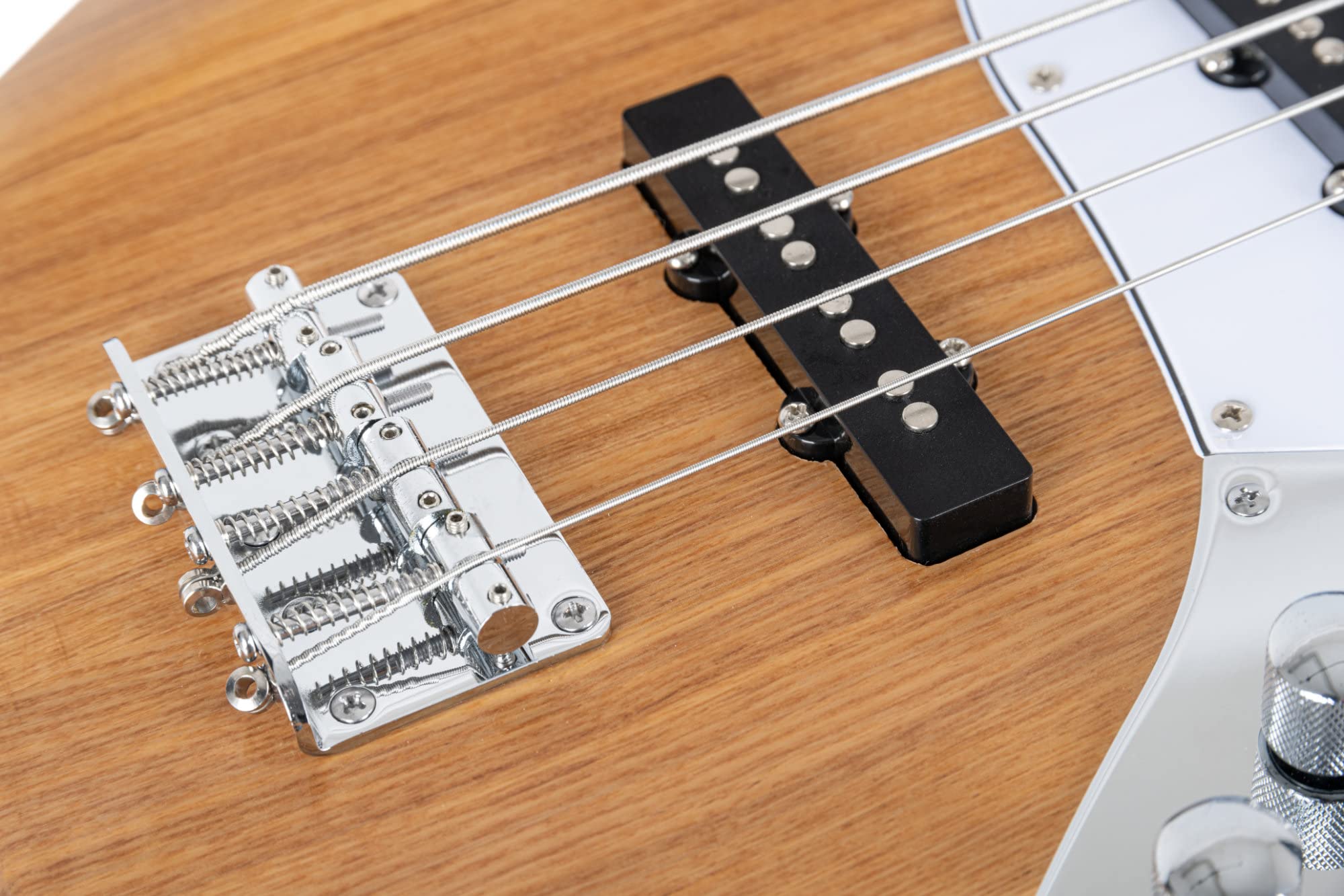 Rocktile Pro JB-30PR Ashwood E-Bass - Jazz-Style E-Bass - Body: Esche - Hals: Ahorn - Griffbrett: Engineered Wood - 2 Single-Coil Tonabnehmer - 2 Volume-/ 1 Toneregler - Natur