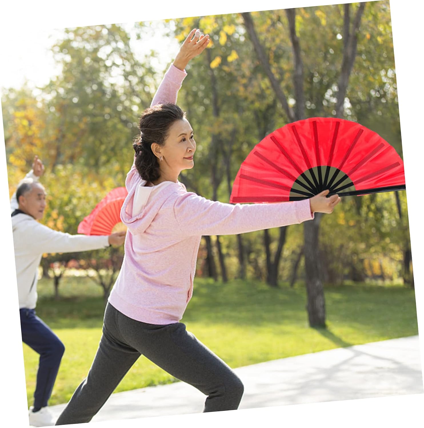 YARNOW 4Pcs Chinese Style Performance Fan Dancing Fan for Kung Fu Martial Arts and Summer Cooling Solid Color Design Multi Functional