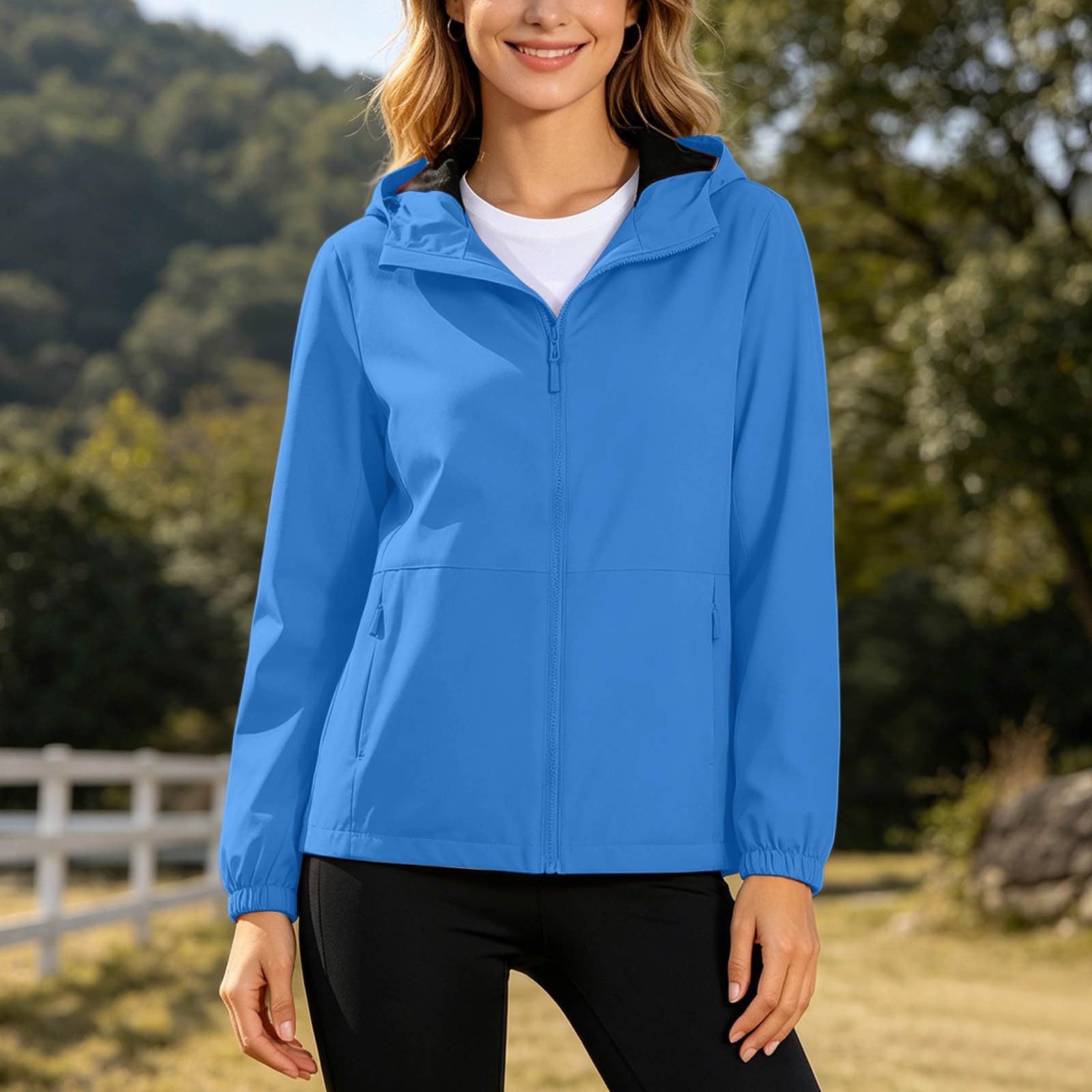 Chaqueta ligera, cortavientos y con capucha para exteriores, transpirable y de uso diario en otoño, mujer, senderismo