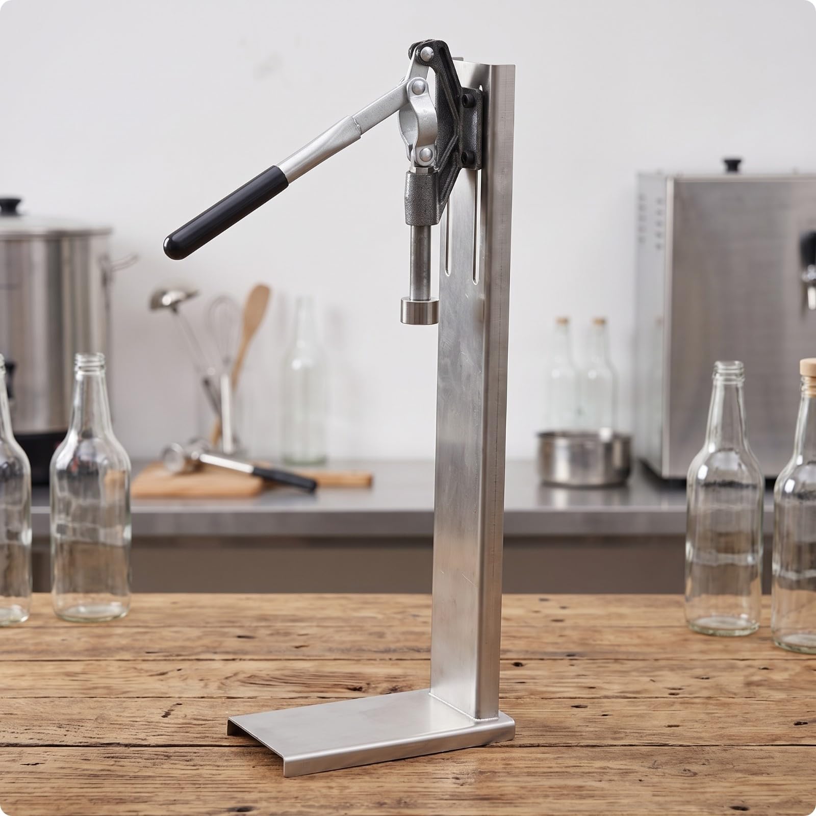 Tappatrice per Bottiglie Sicura | In Acciaio Inox, Tappatrice Manuale, Durevole, Macchina, per Produzione Artigianale, Birrai Artigianali
