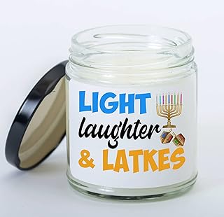 Hanukkah Candle Light Laughter and Latkes Hanukkah Gift for Jewish Women Men, Hanukkah Family Together Dining Table Decoration, House Room Dinner Scented Candle Hanukkah Gift for Women Men