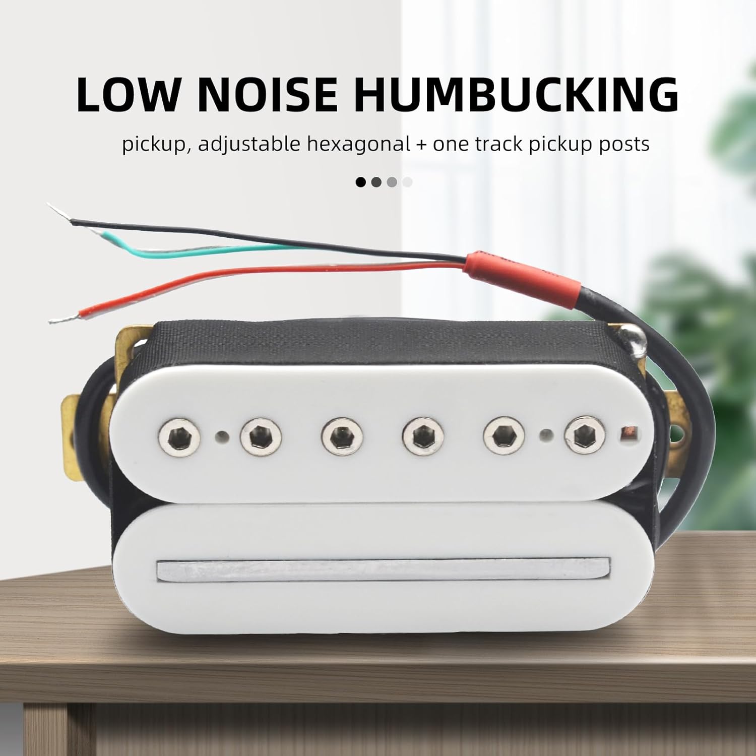 MAXCHEER Electric Guitar Humbucker Blade/Hex Screw Adjusting Dual Coil Guitar Pickup with 4 Conduct Cable/Coil Splitting (White)