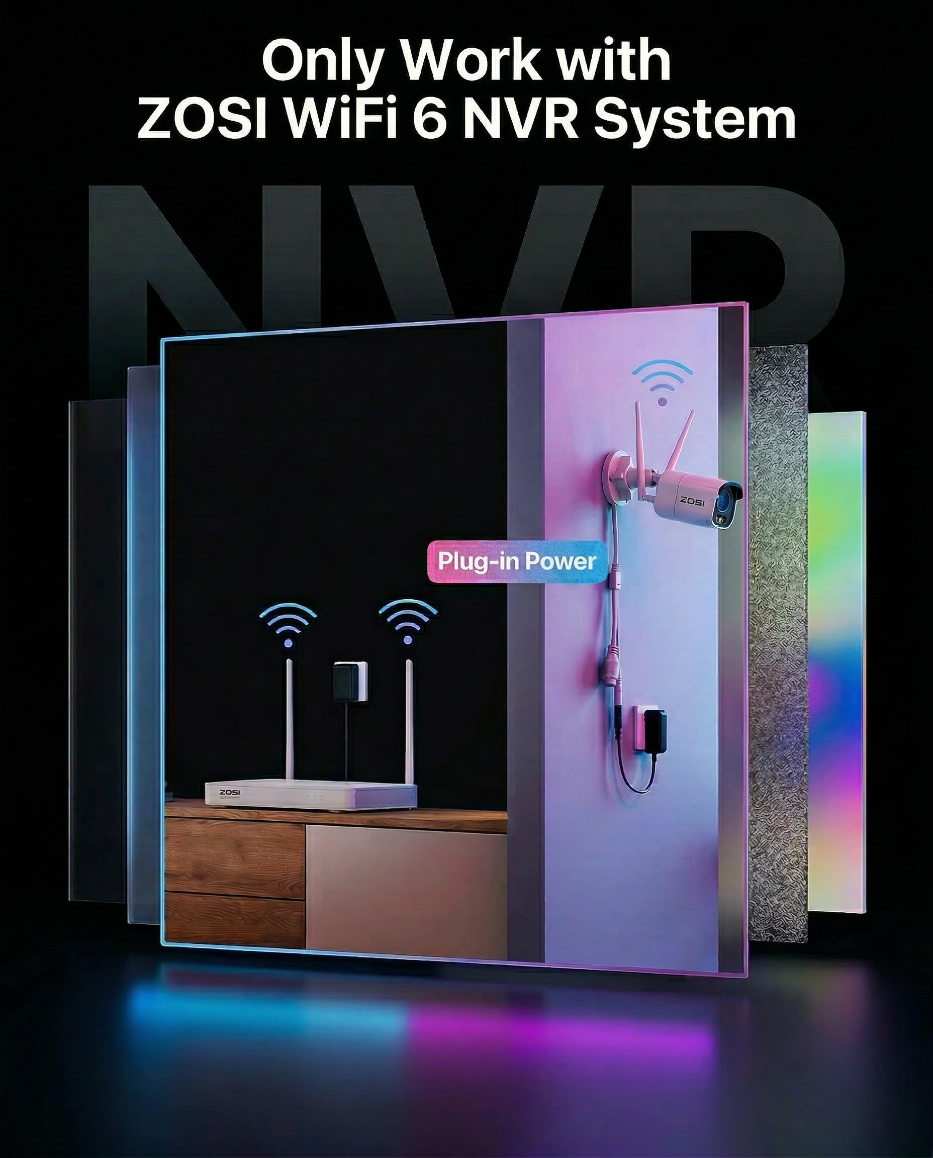 ZOSI 4K Cámara de Vigilancia Exterior WiFi-6, Cámara Adicional para ZOSI 8MP CCTV Kit de Videovigilancia WiFi-6, Imagen Color Día y Noche, Audio Bidireccional
